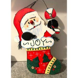 Vintage K-Mart Wooden Stocking With Santa  # 2440